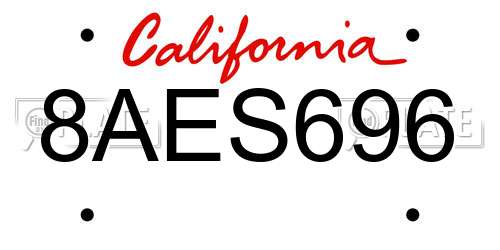 8AES696 California License Plate