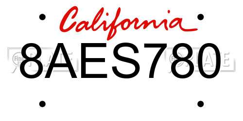 8AES780 California License Plate
