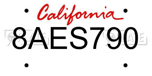 8AES790 California License Plate