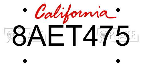 8AET475 California License Plate