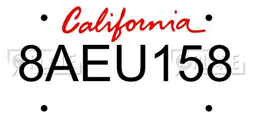 8AEU158 California License Plate