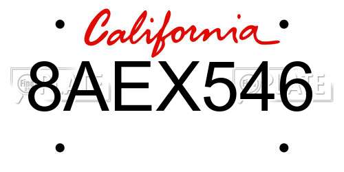 8AEX546 California License Plate