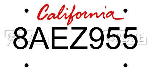 8AEZ955 California License Plate