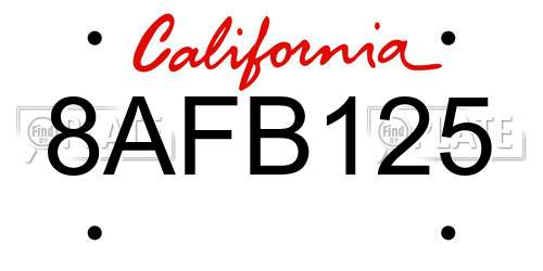 8AFB125 California License Plate