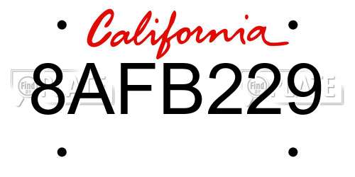 8AFB229 California License Plate