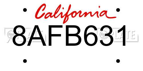 8AFB631 California License Plate
