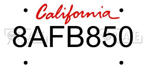 8AFB850 California License Plate