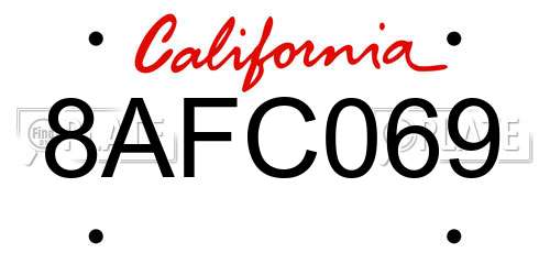 8AFC069 California License Plate