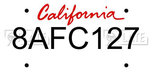 8AFC127 California License Plate