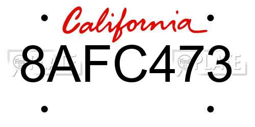 8AFC473 California License Plate