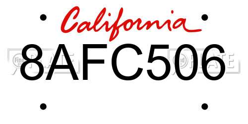 8AFC506 California License Plate
