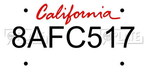 8AFC517 California License Plate