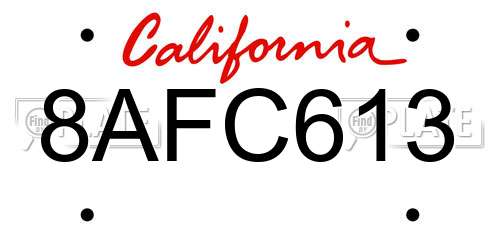 8AFC613 California License Plate