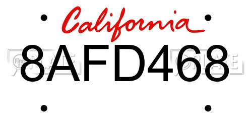 8AFD468 California License Plate