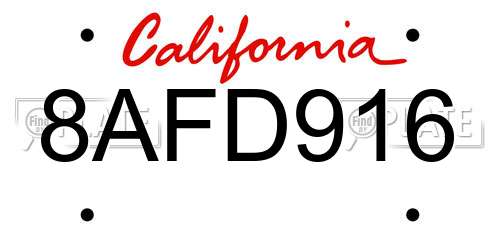 8AFD916 California License Plate