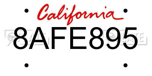 8AFE895 California License Plate