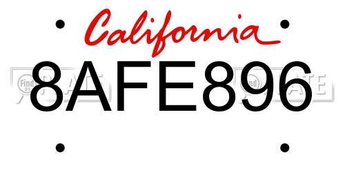 8AFE896 California License Plate