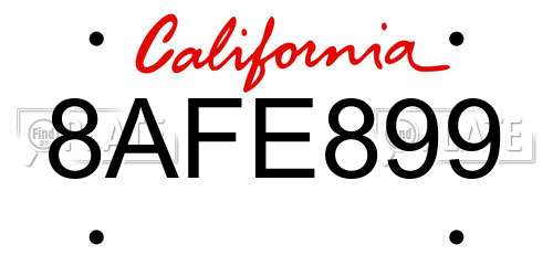 8AFE899 California License Plate