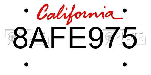8AFE975 California License Plate