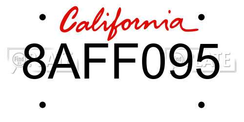 8AFF095 California License Plate