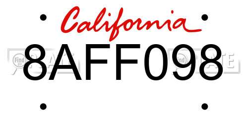 8AFF098 California License Plate