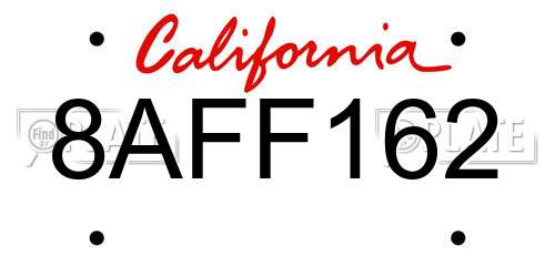 8AFF162 California License Plate