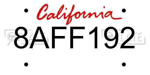 8AFF192 California License Plate