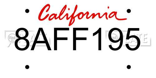8AFF195 California License Plate
