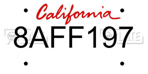 8AFF197 California License Plate