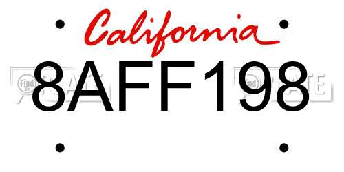 8AFF198 California License Plate