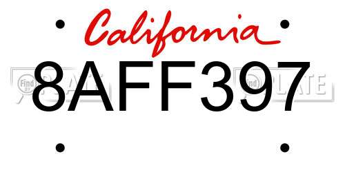 8AFF397 California License Plate