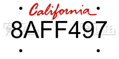 8AFF497 California License Plate
