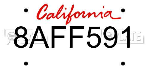 8AFF591 California License Plate