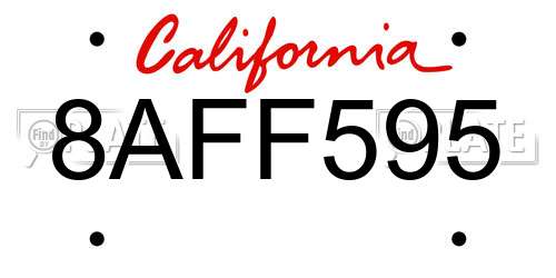8AFF595 California License Plate