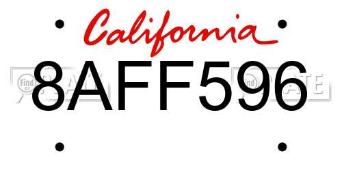 8AFF596 California License Plate