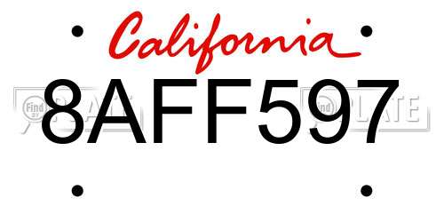 8AFF597 California License Plate