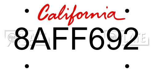 8AFF692 California License Plate