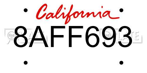 8AFF693 California License Plate