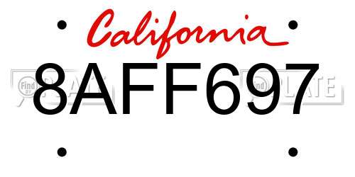 8AFF697 California License Plate