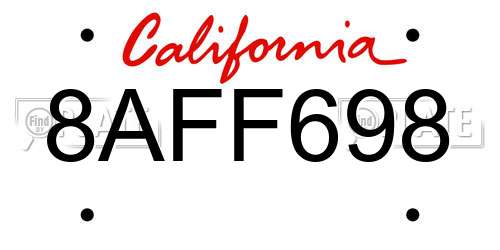 8AFF698 California License Plate