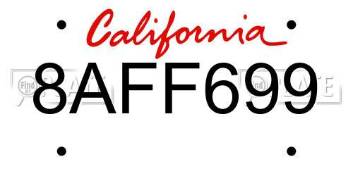 8AFF699 California License Plate