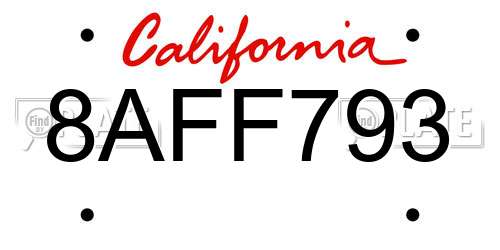 8AFF793 California License Plate