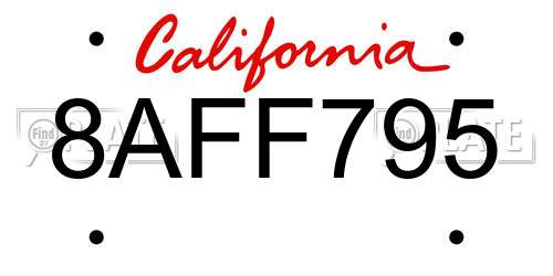 8AFF795 California License Plate