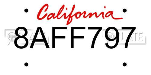 8AFF797 California License Plate
