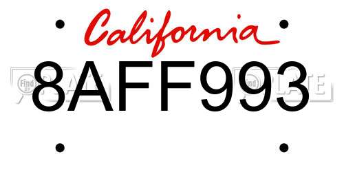 8AFF993 California License Plate