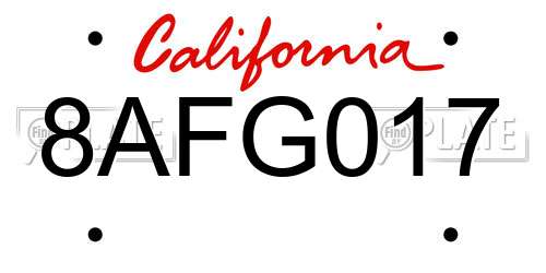 8AFG017 California License Plate