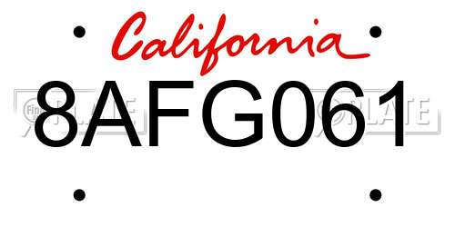 8AFG061 California License Plate