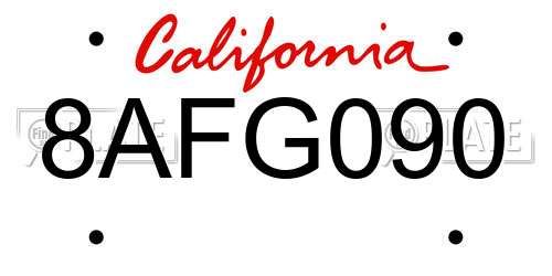 8AFG090 California License Plate