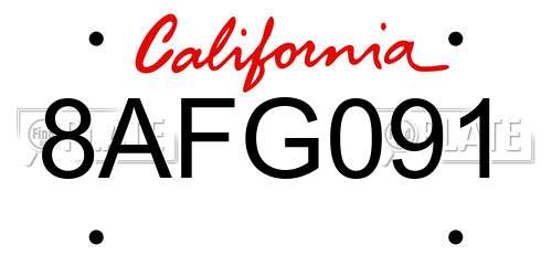 8AFG091 California License Plate