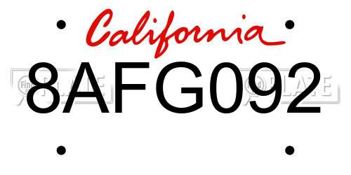 8AFG092 California License Plate